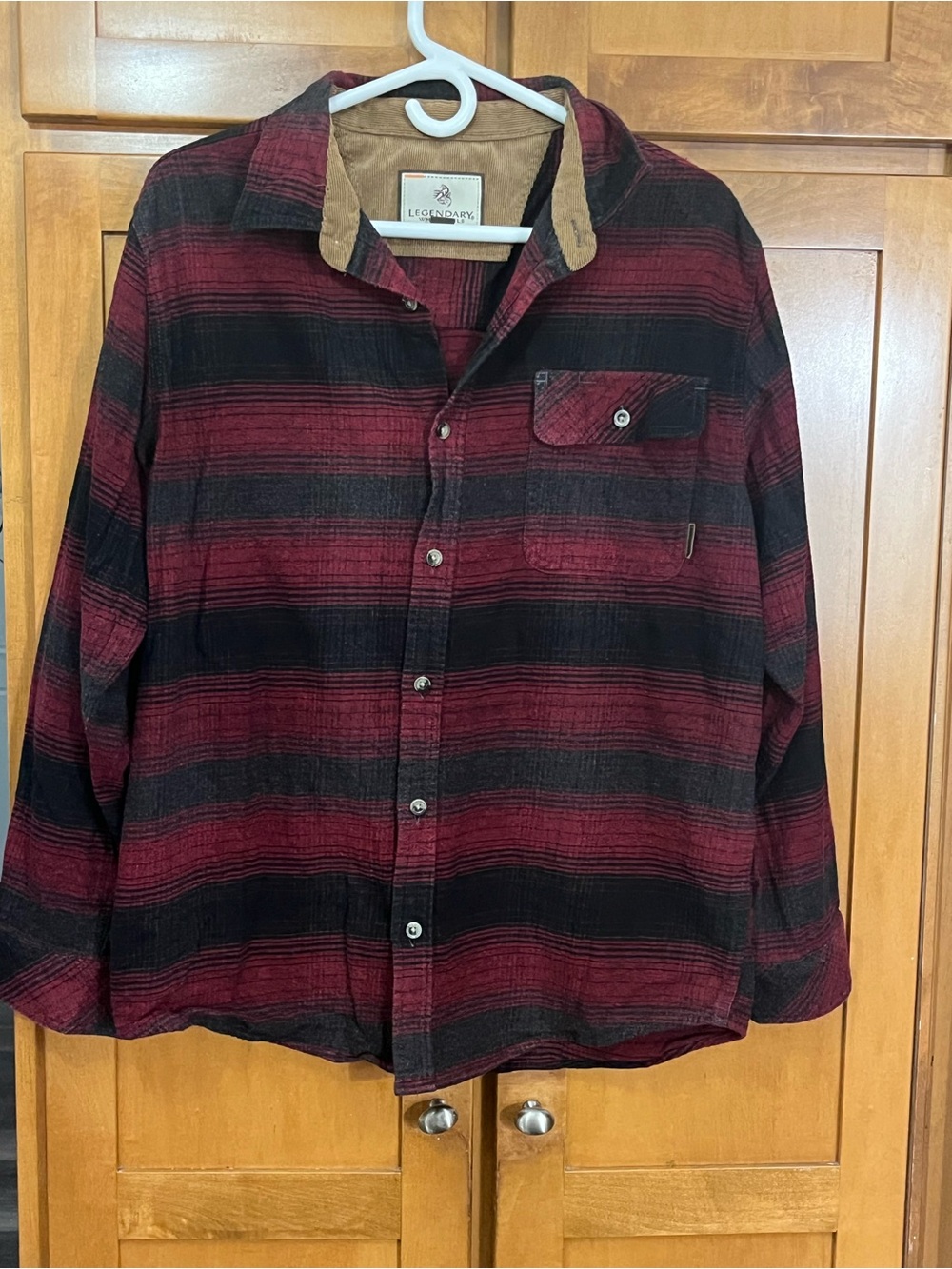 Legendary Whitetails Men’s Plaid Flannel Shirt Corduroy Collar 100% Cotton shirt